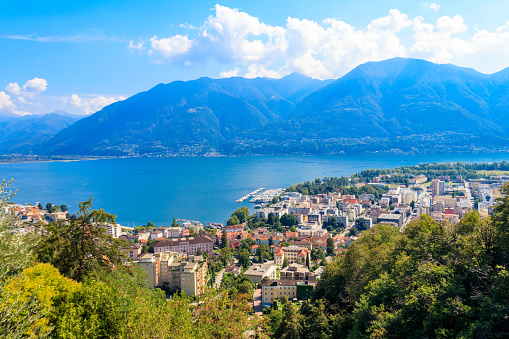 View of Locarno city and lake Maggiore in Switzerland