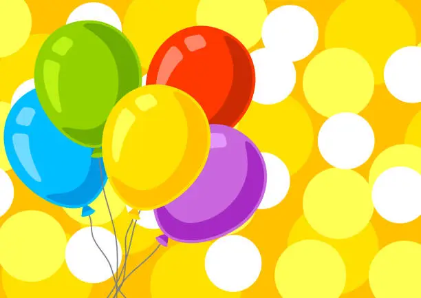 Vector illustration of Color balloons background. Happy Birthday and party illustration.