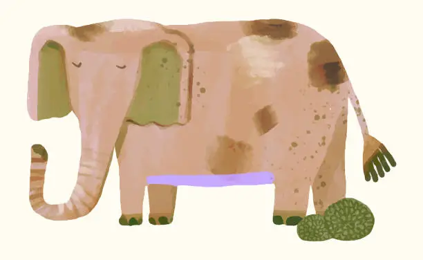 Vector illustration of Elephant, animal wild life watercolor vector. illustration