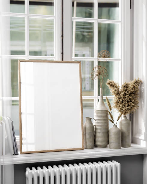 istock Frame Mockup in Modern Interior Room, Poster in front of window. 1649214357