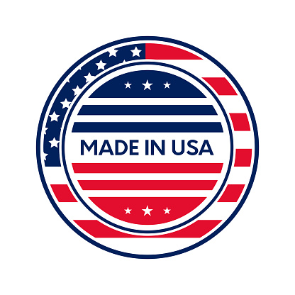 Made in USA badge, label. Vector illustration. EPS10