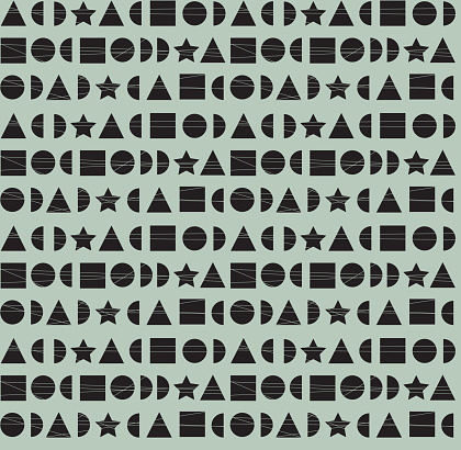 A cool seamless pattern with geometric shapes and a mod style. Pair it with a Bauhaus font and you're good to go! Colours are global and easy to change.