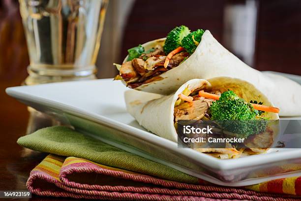 Teriyaki Chicken Wraps Stock Photo - Download Image Now - Wrap Sandwich, Broccoli, Carrot