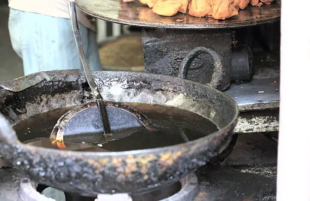 Photo of Nepali frying pan. Durbar Square-Kathmandu.