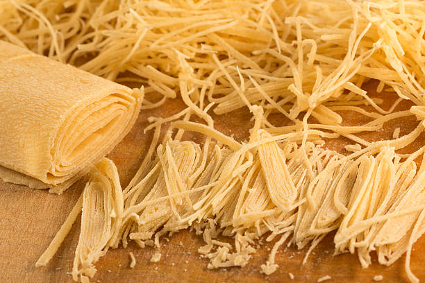 Hand-cut noodles for soup stock photo