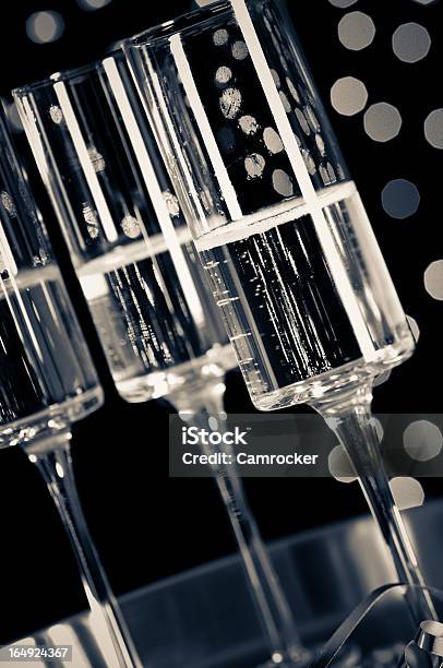 Champagne Celebration Stock Photo - Download Image Now - Alcohol - Drink, Black And White, Bubble