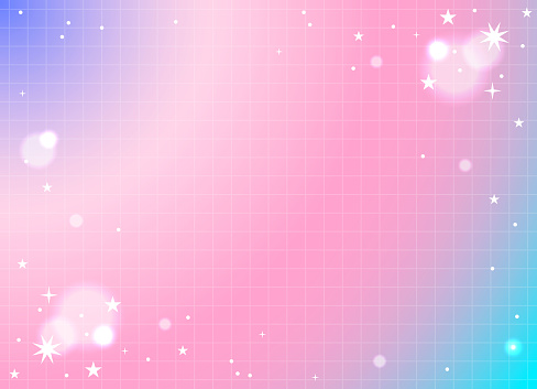 Rainbow unicorn background. Pastel pink color sky with stars. Holographic fantasy print with bokeh. Vector wallpaper for princess girl design