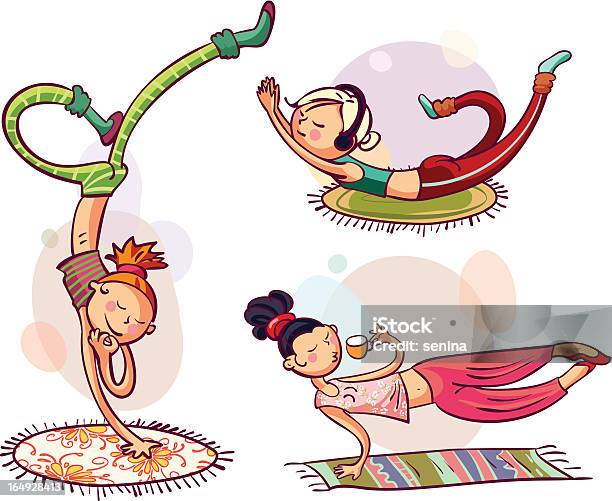 Ilustración de Mujer Fitness Club y más Vectores Libres de Derechos de Clase de ejercicio - Clase de ejercicio, Vector, Abrise de piernas