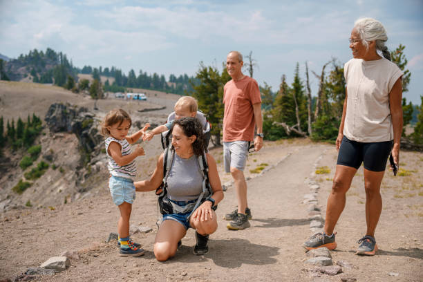 istock Happy multi-generation family on nature hike 1649297883