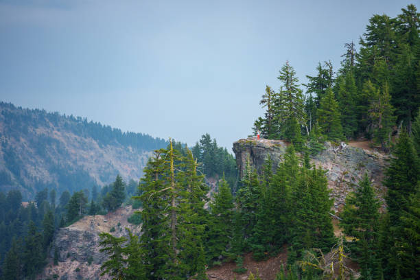 Port Angeles WA, USA - September 6, 2025:  People enjoy the majestic views of Olympic National Park while hiking along the Hurricane Ridge trail on a summer day.