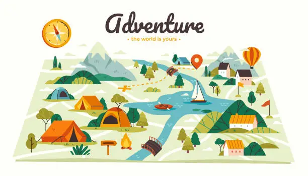 Vector illustration of Map for camping and travel vector
