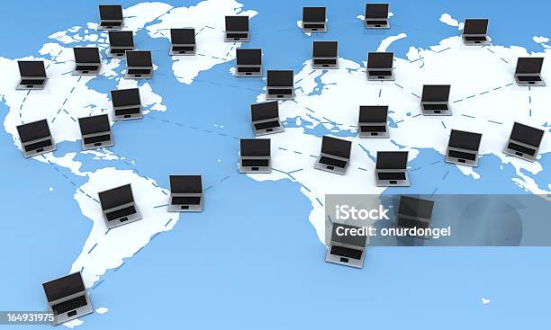 Comunicação Global - Fotografias de stock e mais imagens de Mapa do Mundo - Mapa do Mundo, Globo terrestre, Computador Portátil