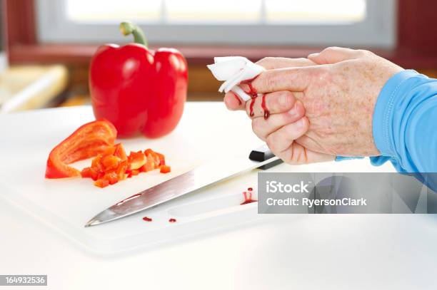 Kitchen Accident With Knife And Blood Stock Photo - Download Image Now - Wound, Blood, Kitchen