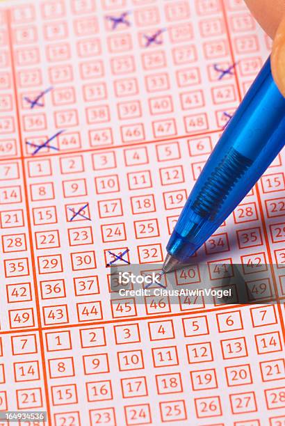 Lottery Ticket With Pen Stock Photo - Download Image Now - Ballpoint Pen, Blue, Chance