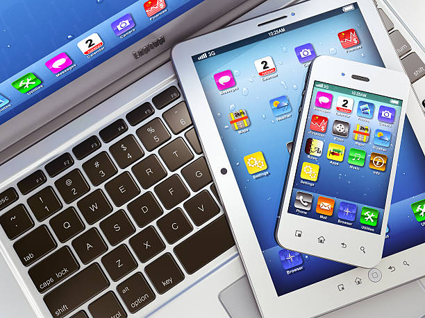 istock Technology products including a phone, tablet and laptop 164939092