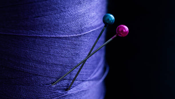 istock Close up view of sewing pins 1649392752