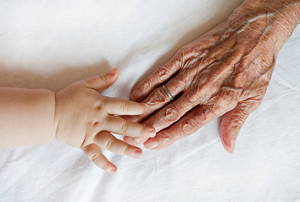 old and child grandparent ant grand child aging process stock pictures, royalty-free photos & images
