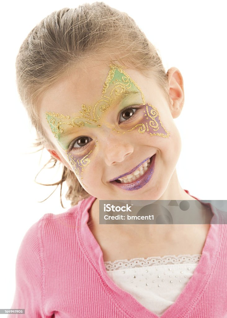 Beau sourire, femme montrant peint visage - Photo de Enfant libre de droits