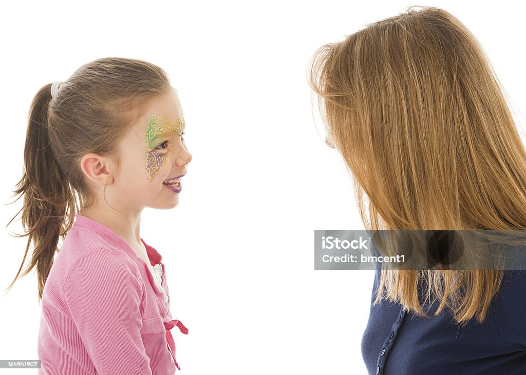 Criança a discutir Tinta Facial com Artista - Royalty-free 30-39 Anos Foto de stock