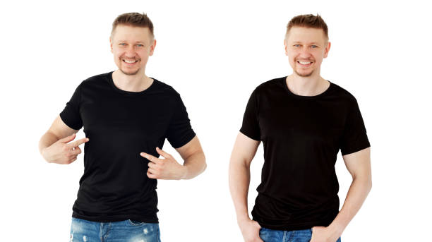 istock Attractive young man in a black T-shirt 1649422063