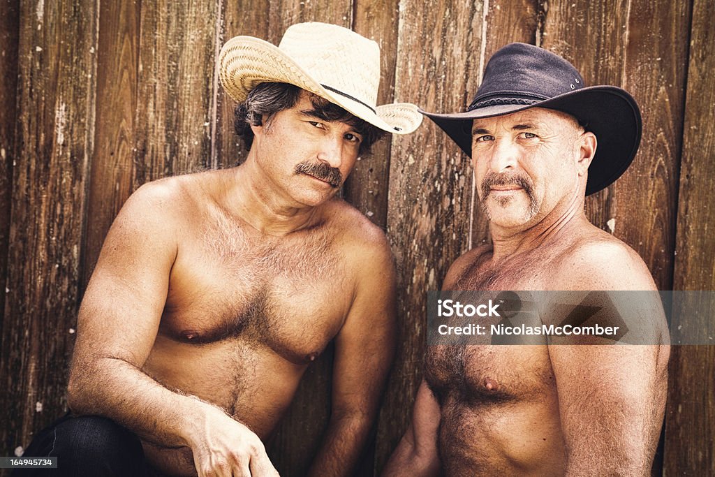 Maduras Casal gay cabeludo muscular de cowboys - Royalty-free Homens Foto de stock