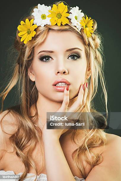 Studio Portrait Of Young Woman With The Wreath Stock Photo - Download Image Now - Adult, Adults Only, Beautiful People