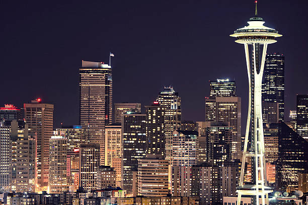 istock Skyline of Seattle by night 164947148