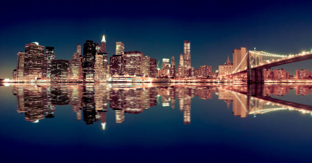istock Skyline of Mahattan by night 164948303
