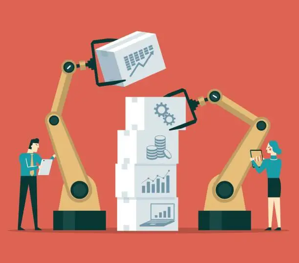 Vector illustration of Investment - Robot