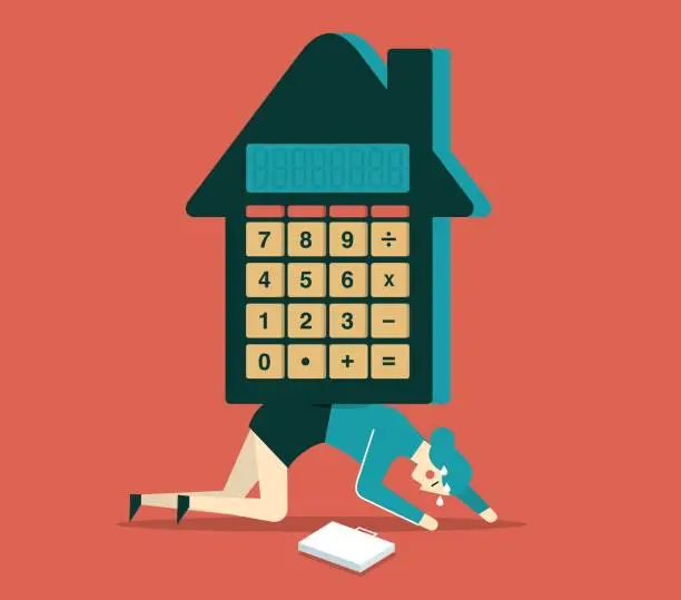 Vector illustration of Home Loan - calculator - businesswoman