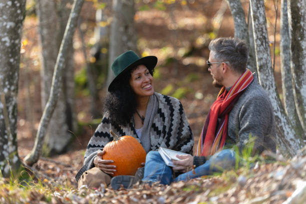 istock Lovers on a walk in nature in autumn. 1649523189