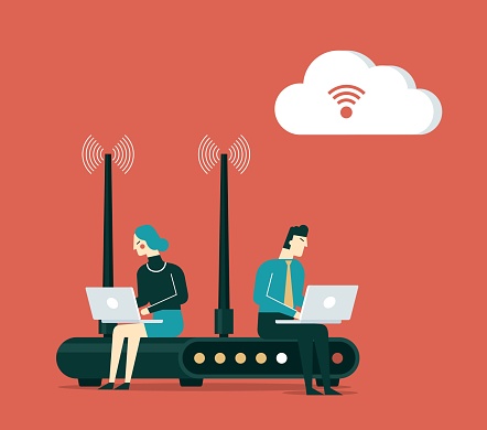 Concept of mobile network, wireless Internet connection technology. Wifi illustration.