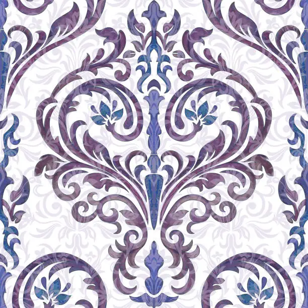 Vector illustration of Vector seamless border in Victorian style. Vector vintage floral seamless pattern element.