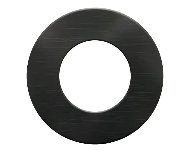 Vector illustration of Rubber black round gasket with light realistic texture isolated from background