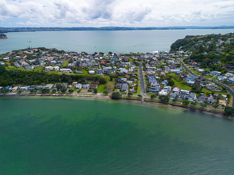Aerial view of Whangaparaoa Peninsula in Auckland, New Zealand