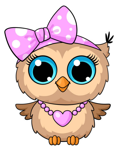 istock Cute owl in pink outfit. Funny baby bird 1649562020
