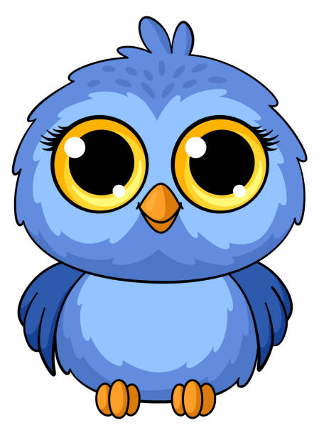 istock Blue bird cartoon character. Funny owlet mascot 1649562054