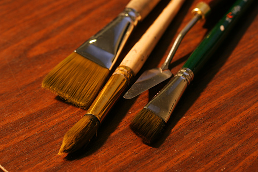 Art tools photo background for design and art