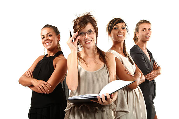 Young businesswoman on white background