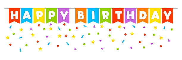 istock Happy Birthday flags. Party invitation with color garland. 1649642716