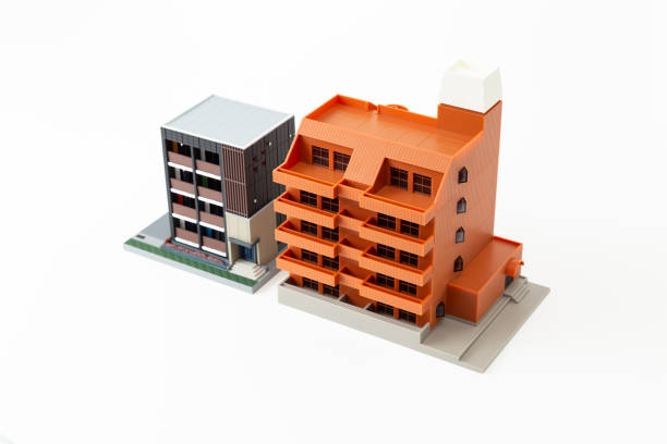 istock A model of an apartment house on a white background. 1649642920