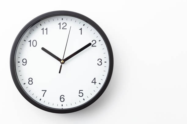 wall clock on white background. - hour hand imagens e fotografias de stock