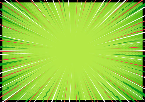 Green, red and white colored exploding rays of light fun Christmas comic book action zoom blast explosion vector illustration background