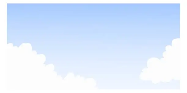 Vector illustration of Blue sky background. Empty space with white clouds