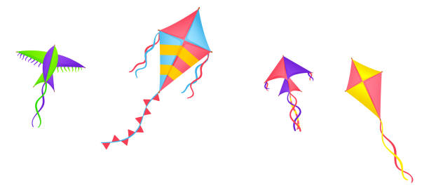 istock Kites flying in sky. Color summer kid toys 1649669736
