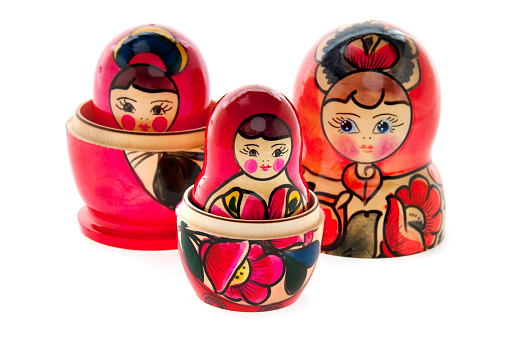 Russian matrioska wooden made and decorated with typical