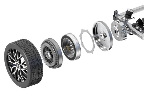 istock Isometric Exploded view of In-Wheel Motor isolated on white background 1649719693