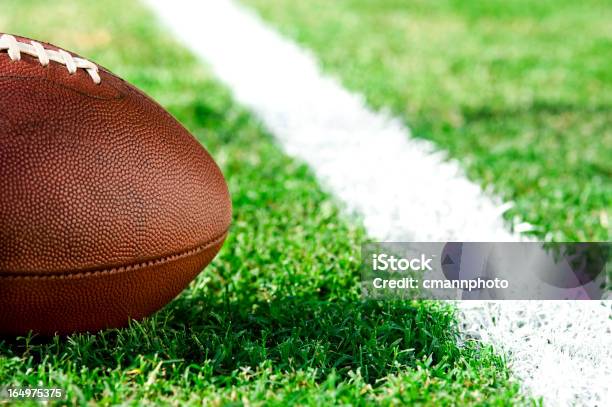 First And Goal Ball At Goal Line American Football Stock Photo - Download Image Now