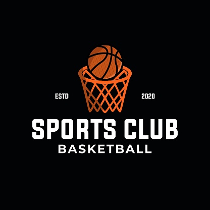 basketball vector graphic template. sport basket illustration in badge emblem patch label style.