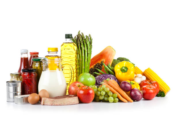 istock Large group of food shoot on white backdrop 164981421